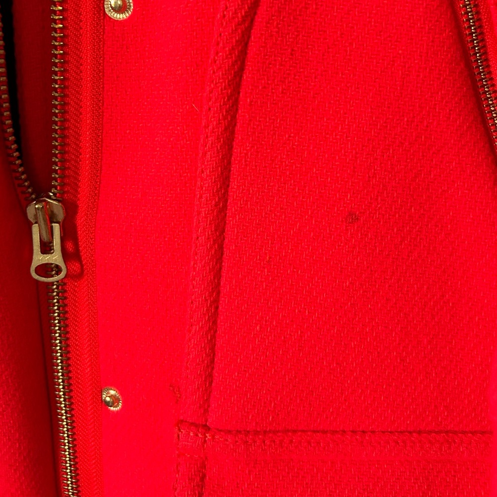 J Crew Chateau Parka Italian Stadium Cloth, Red, Size 4